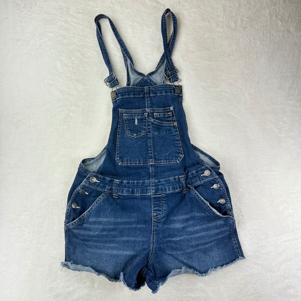 Unionbay Shortalls Womens L Blue Denim Overalls Regular L Dark Wash Cotton Denim